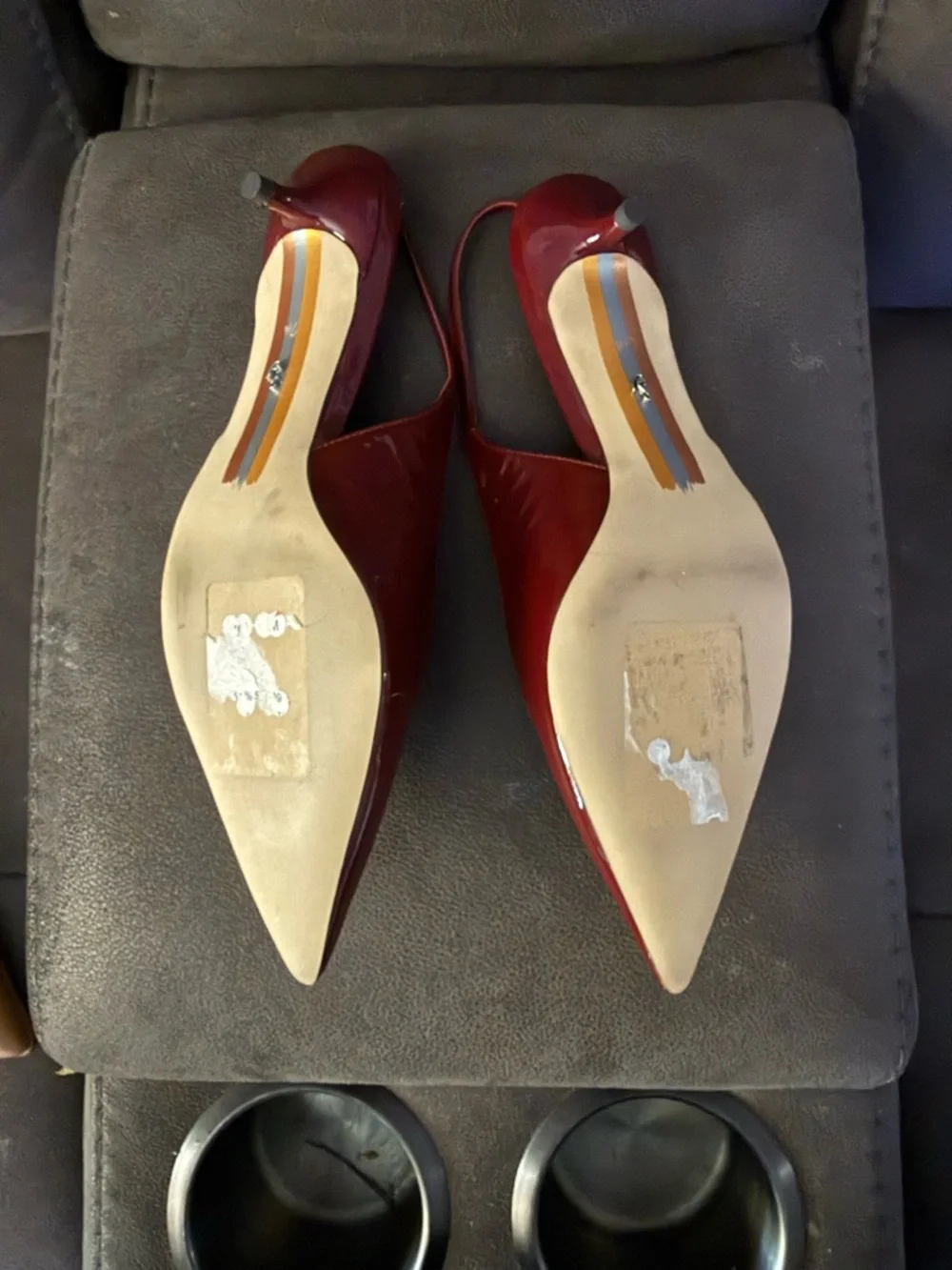 Sam Edelman Burgundy Patent Slingback Kitten Heel Pointed Toe Heels - Picture 7 of 7